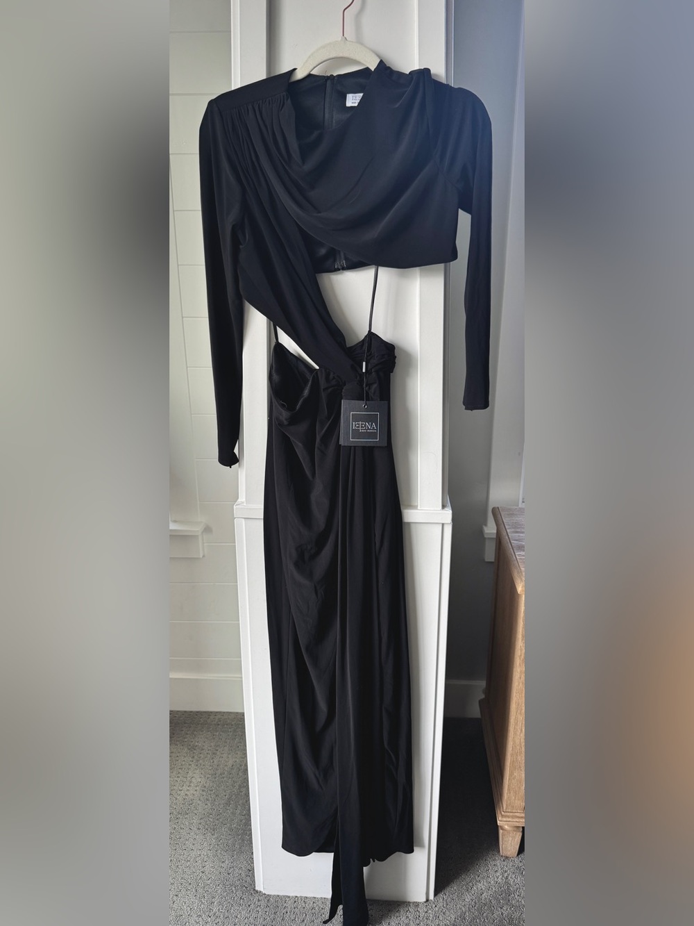 Mac Duggal 27426 Black Cutout High Slit Formal Gown NWT - Picture 3 of 6